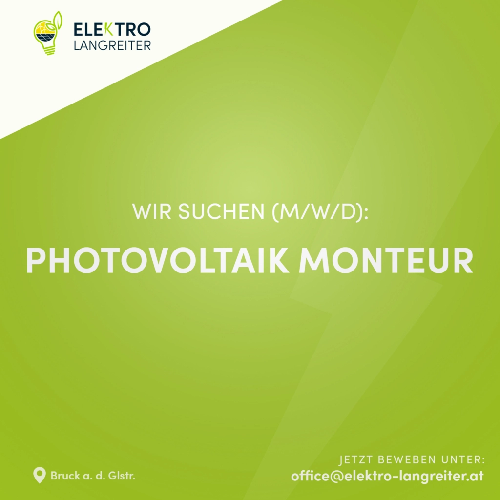 Stellenauschreibung für Photovoltaik Monteur bei Firma Elektro Langreiter.